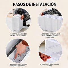 Organizador Plegable de Zapatos 6 Niveles con Puertas Transparentes | Ahorra Espacio y Mantén Todo Ordenado