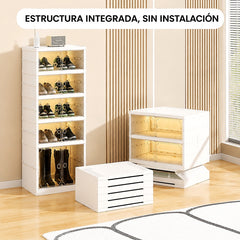 Organizador Plegable de Zapatos 6 Niveles 12 Pares de calzado con Puertas Transparentes | Zapatero Modular Ahorrador de Espacio