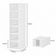 Organizador Plegable de Zapatos 6 Niveles con Puertas Transparentes | Ahorra Espacio y Mantén Todo Ordenado