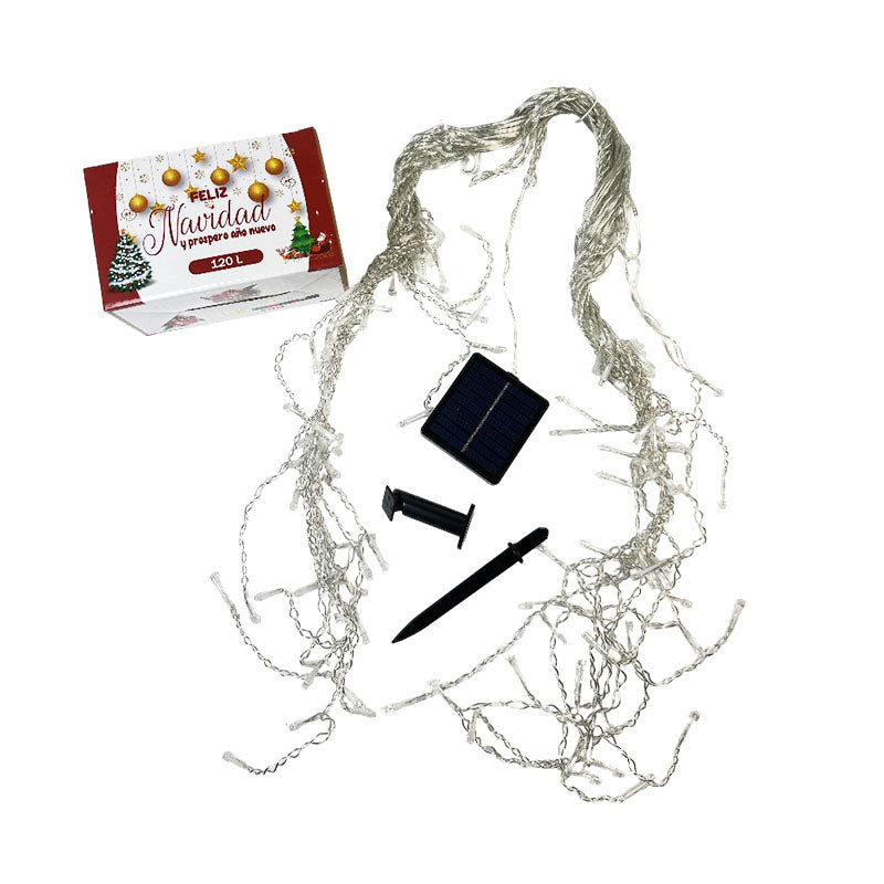 Luz cascada con panel solar 120 luces x 6 metros