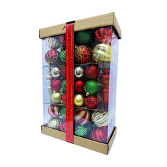 Caja con decoraciones navideñas surtidas mix 8cm y 6cm x 74 pcs