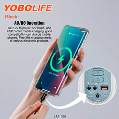 Ventilador 18 pulgadas recargable solar de carga móvil YOBOLIFE