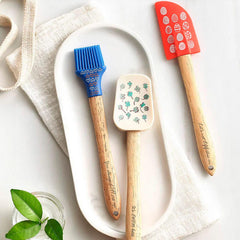 Set X3 Utensilios Silicona Mango Madera