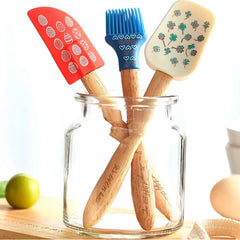 Set X3 Utensilios Silicona Mango Madera